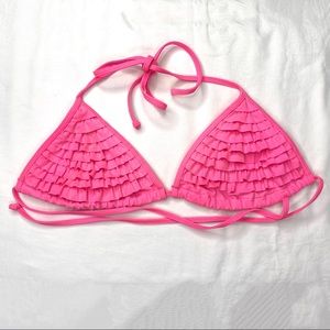 Charlotte Russe triangle pink ruffle bikini top, L